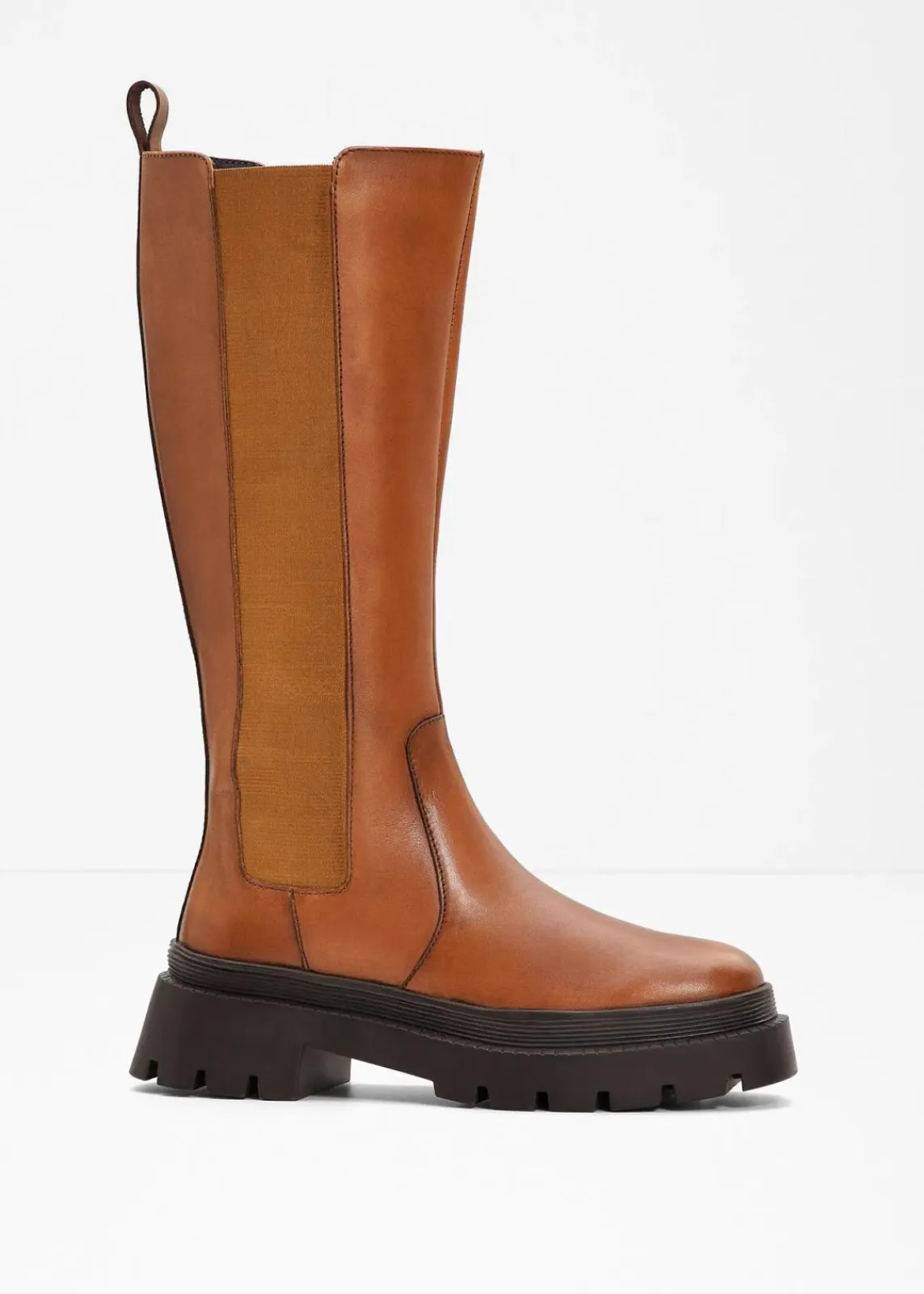bonprix Stiefel|Schuhe & Accessoires In Spezialgrößen·Elastischer Schaft^Stiefel aus Leder cognac