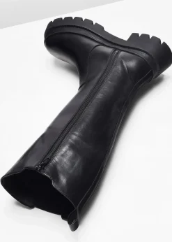 bonprix Stiefel|Schuhe & Accessoires In Spezialgrößen·Elastischer Schaft^Stiefel aus Leder schwarz