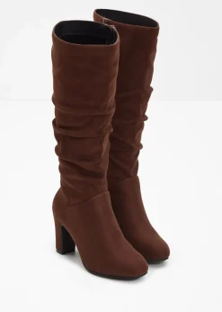 bonprix Stiefel^Stiefel mit Raffung kaffeebraun