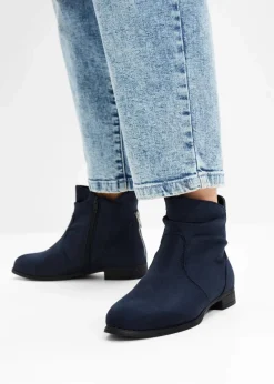 bonprix Schuhe & Accessoires In Spezialgrößen·Schuhe In Übergröße|Stiefeletten^Stiefeletten mit Raffung dunkelblau