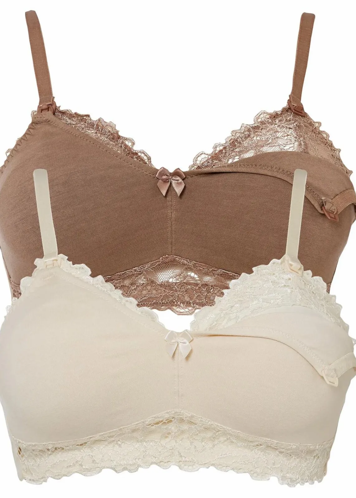 bonprix Wäsche·Still- & Umstandswäsche|Wäsche·Baumwollunterwäsche^Still BH ohne Bügel mit Bio-Baumwolle (2er Pack) creme + mattbraun