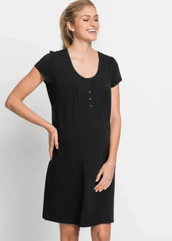 bonprix Umstandsmode|Nachhaltigere Materialien^Still-Nachthemd mit Bio-Baumwolle schwarz