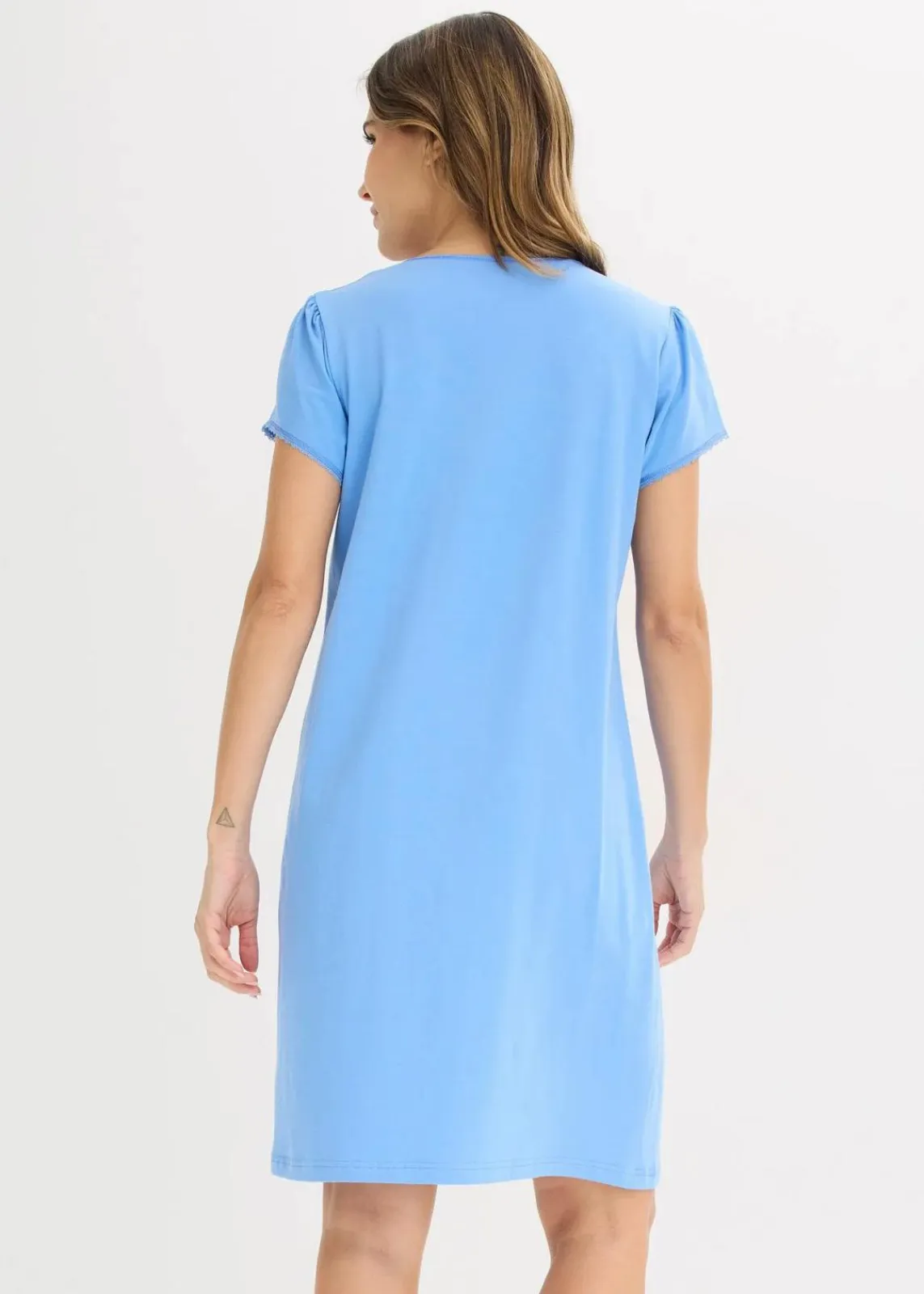 bonprix Wäsche·Basics|Wäsche·Still- & Umstandswäsche^Still-Nachthemd mit Bio-Baumwolle mittelblau