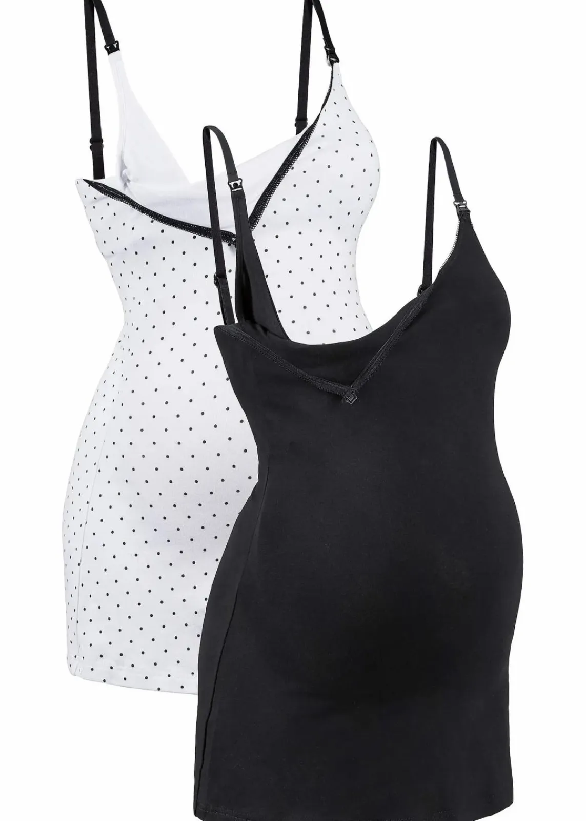 bonprix Wäsche·Baumwollunterwäsche|Nachhaltigere Materialien^Stilltop mit Bio-Baumwolle (2er Pack) schwarz/weiß bedruckt