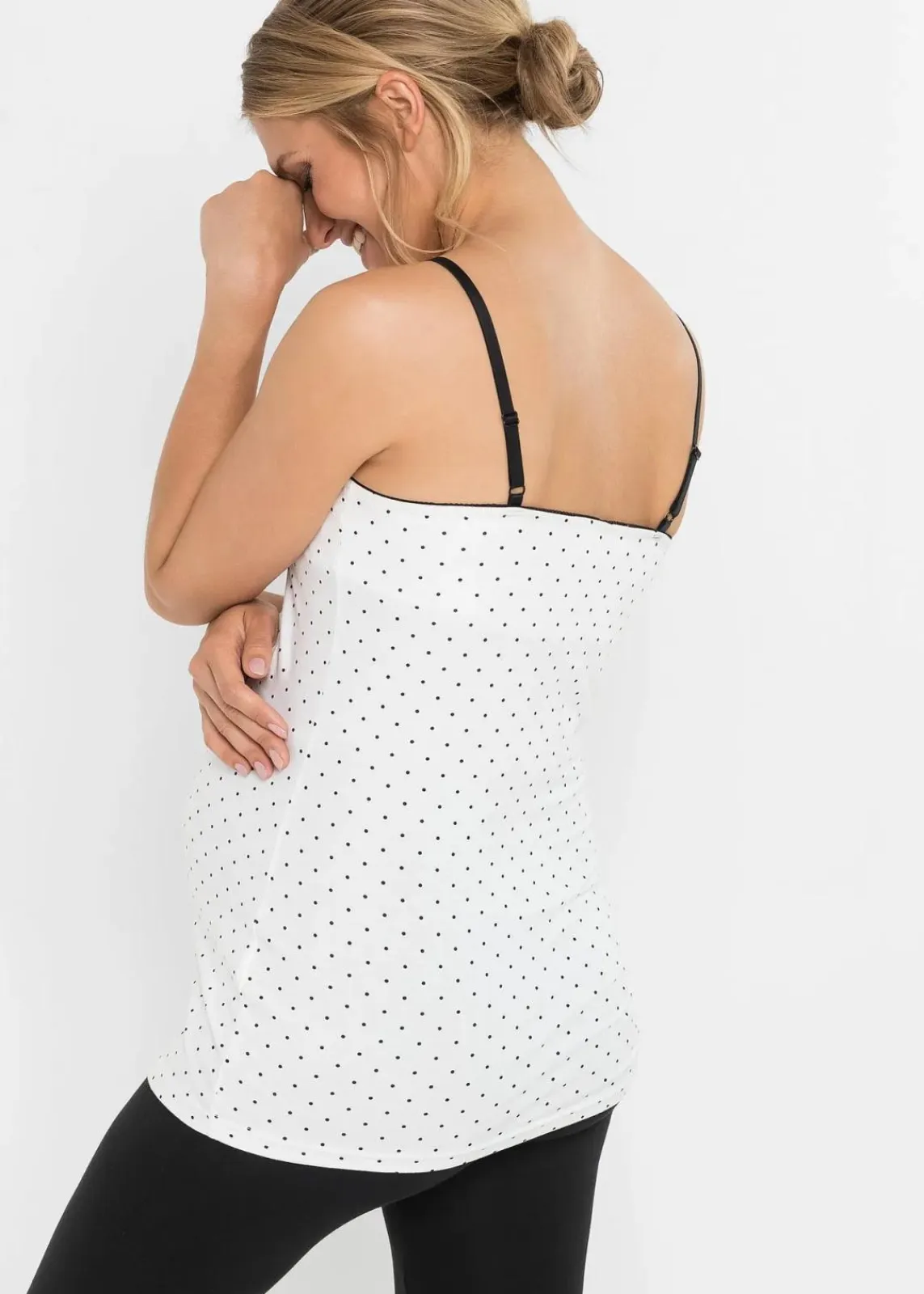 bonprix Wäsche·Baumwollunterwäsche|Nachhaltigere Materialien^Stilltop mit Bio-Baumwolle (2er Pack) schwarz/weiß bedruckt
