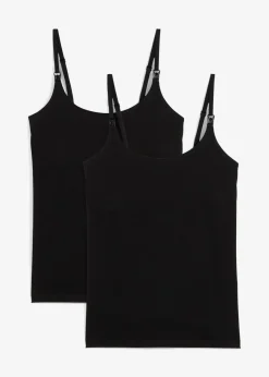 bonprix Bekleidung·Blazer|Umstandsmode^Stilltops aus Bio-Baumwolle (2er Pack) schwarz