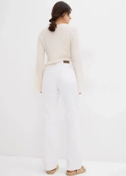 bonprix Kurzgrößen|Bekleidung·Shirts & Tops^Straight Jeans Mid Waist, Stretch weiß