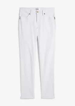 bonprix Jeans|Kurzgrößen^Straight Jeans Mid Waist, Stretch weiß