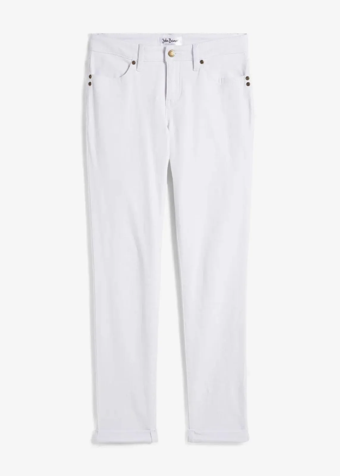 bonprix Jeans|Kurzgrößen^Straight Jeans Mid Waist, Stretch weiß