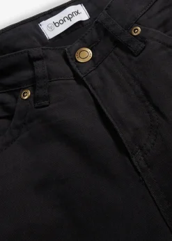 bonprix Jeans|Kurzgrößen^Straight Jeans Mid Waist, Stretch schwarz twill