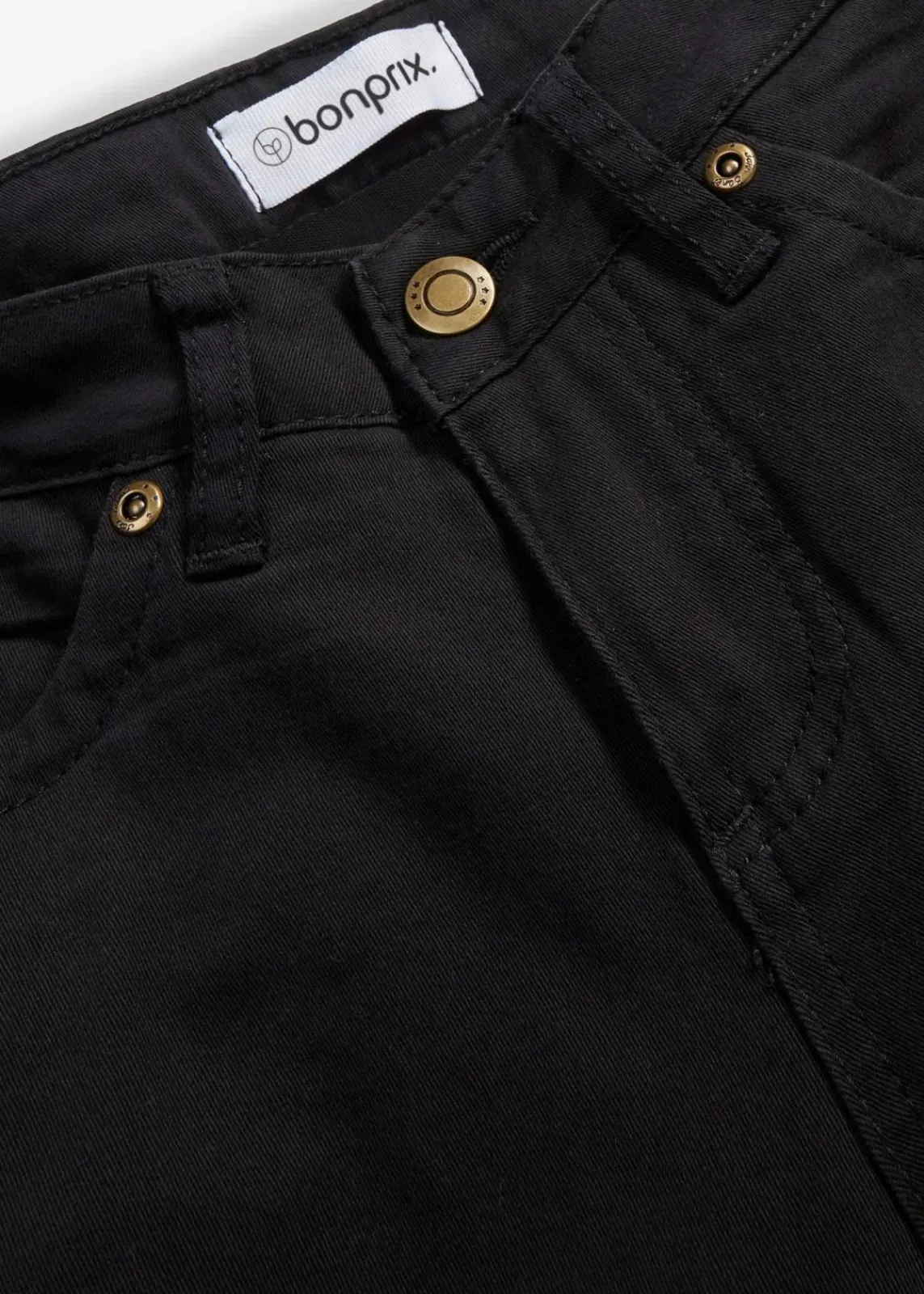 bonprix Jeans|Kurzgrößen^Straight Jeans Mid Waist, Stretch schwarz twill