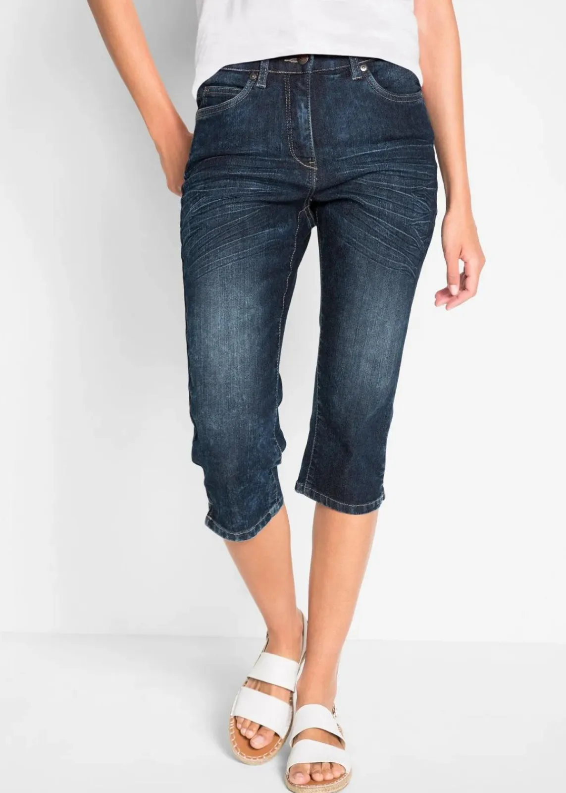 bonprix Bekleidung·Shirts & Tops|Jeans^Straight Jeans, Mid Waist, Stretch nachtblau denim