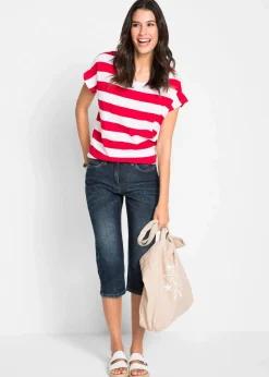 bonprix Bekleidung·Shirts & Tops|Jeans^Straight Jeans, Mid Waist, Stretch nachtblau denim