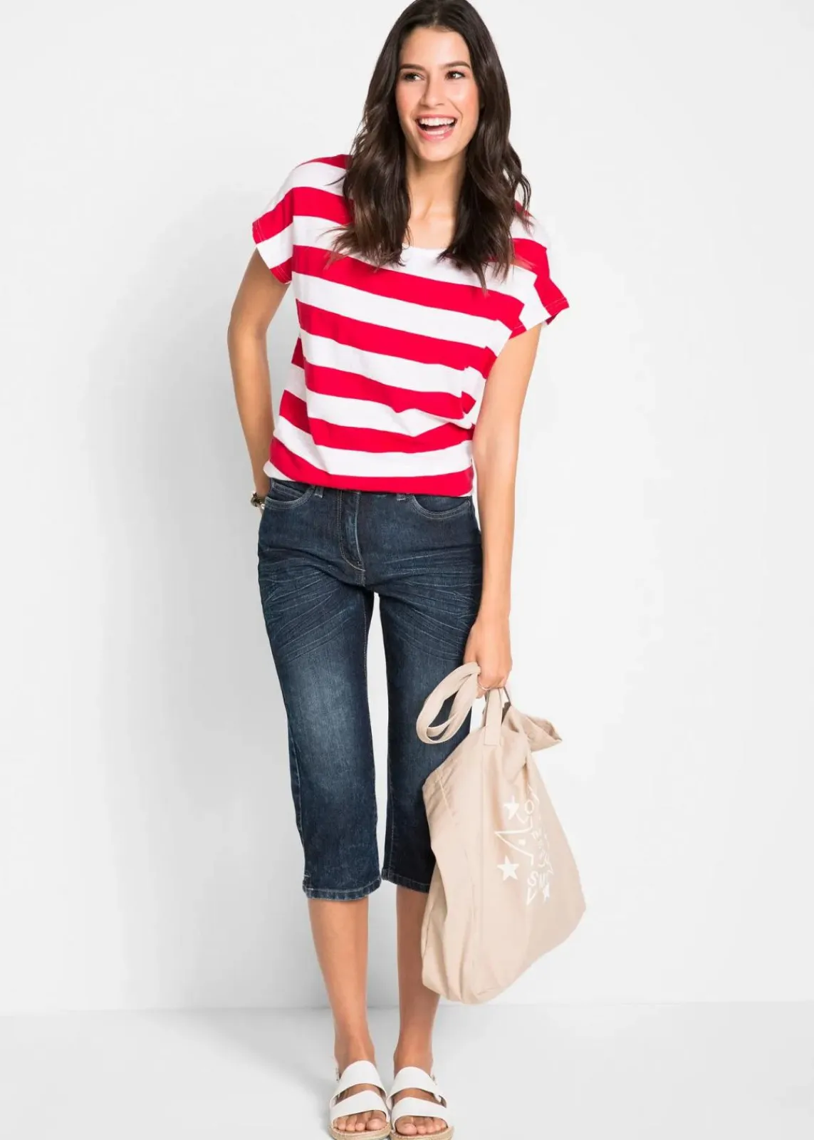 bonprix Bekleidung·Shirts & Tops|Jeans^Straight Jeans, Mid Waist, Stretch nachtblau denim