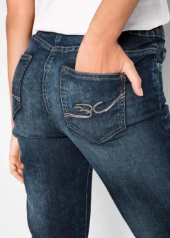 bonprix Bekleidung·Shirts & Tops|Jeans^Straight Jeans, Mid Waist, Stretch nachtblau denim