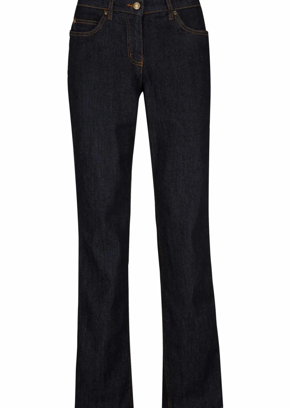 bonprix Jeans|Kurzgrößen^Straight Jeans Mid Waist, Stretch dunkelblau