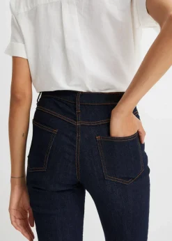 bonprix Jeans|Kurzgrößen^Straight Jeans Mid Waist, Stretch dunkelblau