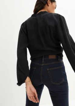 bonprix Kurzgrößen|Bekleidung·Shirts & Tops^Straight Jeans Mid Waist, Stretch dunkelblau