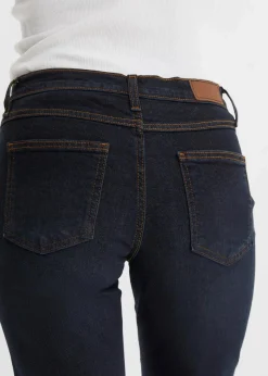 bonprix Jeans|Kurzgrößen^Straight Jeans Mid Waist, Stretch dunkelblau used