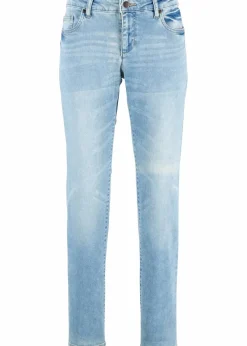 bonprix Bekleidung·Shirts & Tops|Jeans^Straight Jeans Mid Waist, Stretch hellblau used