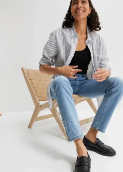bonprix Bekleidung·Shirts & Tops|Jeans^Straight Jeans Mid Waist, Stretch hellblau used