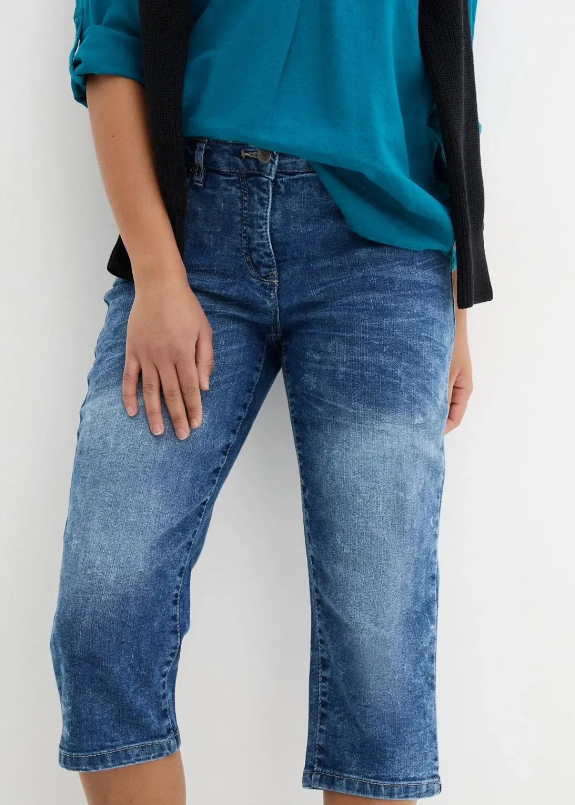bonprix Jeans|Bekleidung·Shirts & Tops^Straight Jeans, Mid Waist, Stretch blau denim