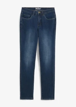 bonprix Jeans|Kurzgrößen^Straight Jeans Mid Waist, Stretch dunkelblau used