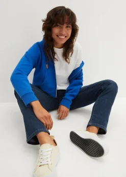 bonprix Jeans|Kurzgrößen^Straight Jeans Mid Waist, Stretch dunkelblau used