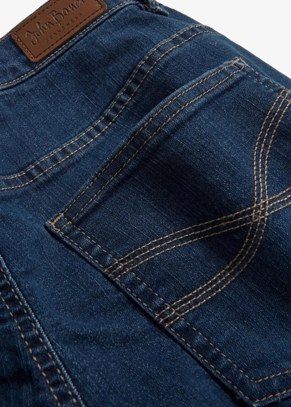 bonprix Jeans|Kurzgrößen^Straight Jeans Mid Waist, Stretch dunkelblau used