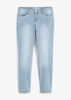 bonprix Jeans|Kurzgrößen^Straight Jeans Mid Waist, Stretch eisblau denim used