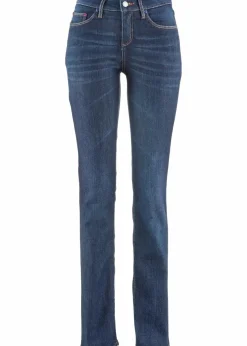 bonprix Jeans|Kurzgrößen^Straight Jeans Mid Waist, Stretch dunkelblau used