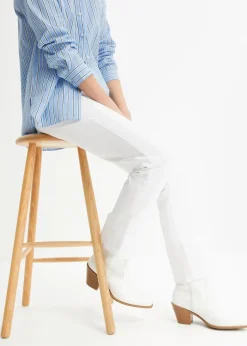 bonprix Kurzgrößen|Jeans^Straight Jeans Mid Waist, Stretch weiß