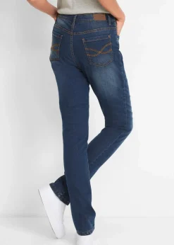 bonprix Thermobekleidung|Jeans^Straight-Jeans High Waist, Thermo dunkelblau used