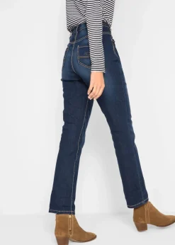 bonprix Bekleidung·Shirts & Tops|Jeans^Straight-Jeans High Waist, Stretch dunkelblau denim