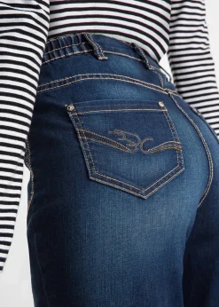bonprix Bekleidung·Shirts & Tops|Jeans^Straight-Jeans High Waist, Stretch dunkelblau denim