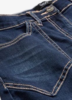 bonprix Bekleidung·Shirts & Tops|Jeans^Straight-Jeans High Waist, Stretch dunkelblau denim