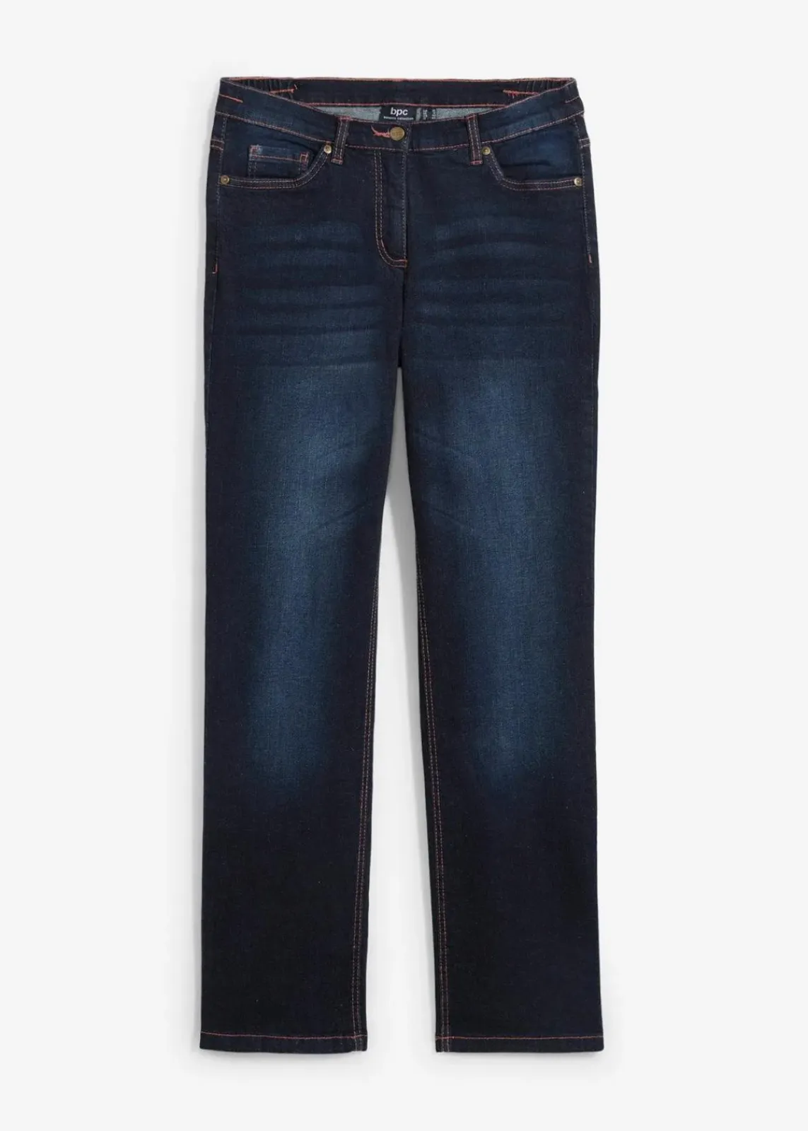 bonprix Kurzgrößen|Bekleidung·Shirts & Tops^Straight-Jeans Mid Waist, Bequembund dunkelblau denim