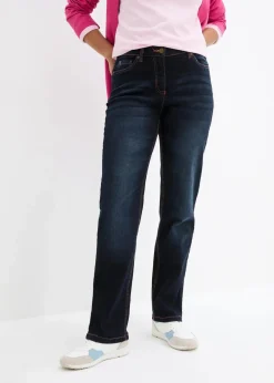bonprix Jeans|Kurzgrößen^Straight-Jeans Mid Waist, Bequembund dunkelblau denim