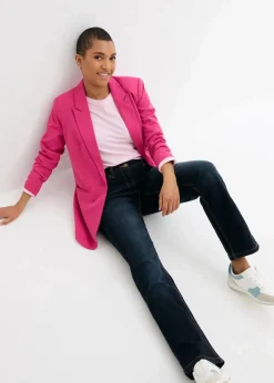 bonprix Jeans|Kurzgrößen^Straight-Jeans Mid Waist, Bequembund dunkelblau denim
