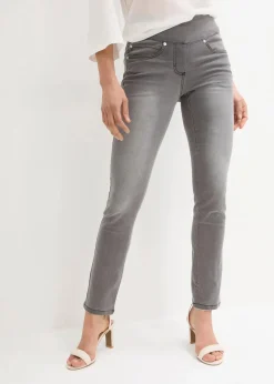 bonprix Jeans|Kurzgrößen^Straight-Jeans Mid Waist, Super Stretch mit Bequembund grey denim