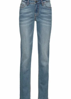 bonprix Bekleidung·Shirts & Tops|Jeans^Straight-Jeans Mid Waist, Stretch blau denim