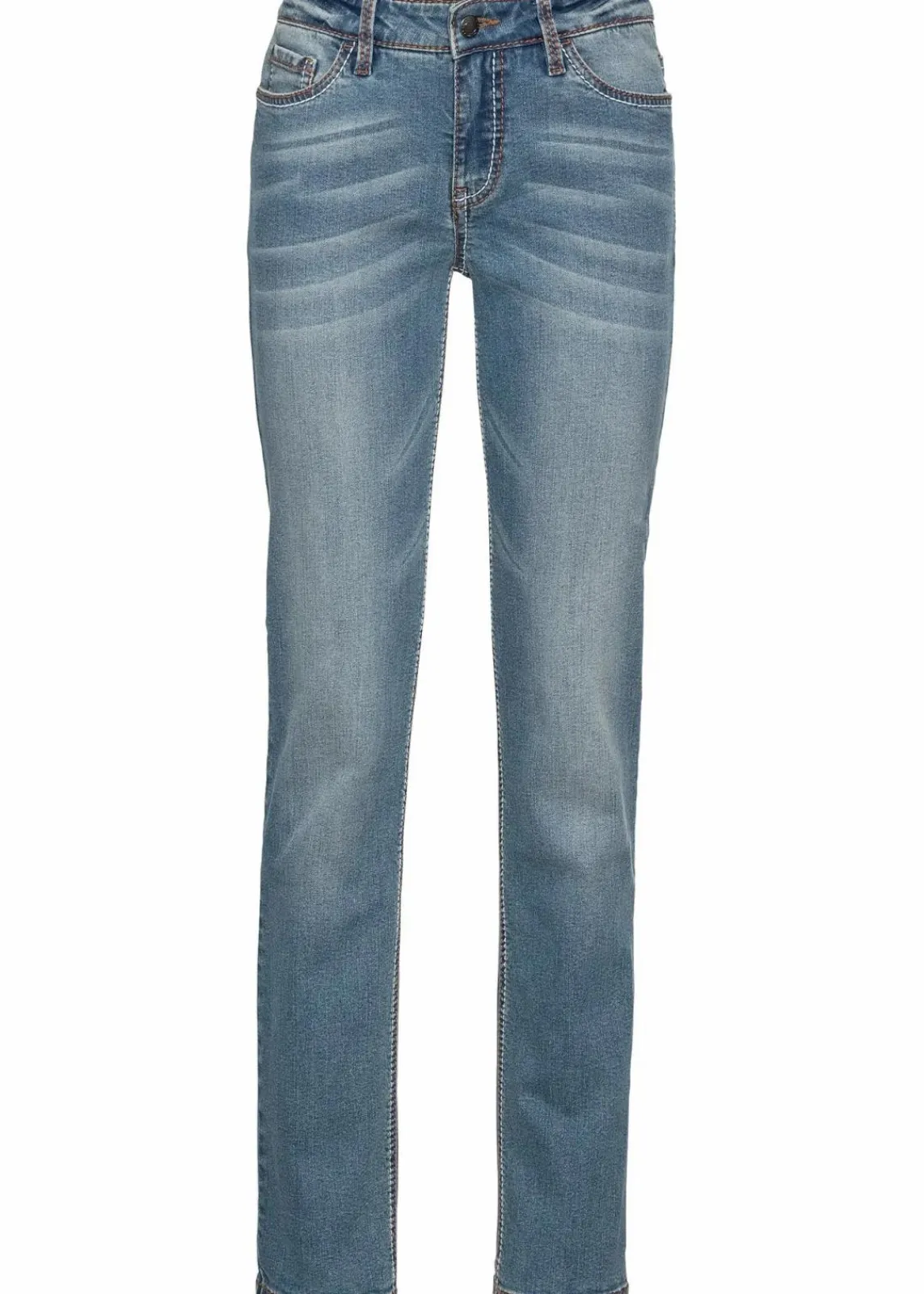 bonprix Bekleidung·Shirts & Tops|Jeans^Straight-Jeans Mid Waist, Stretch blau denim