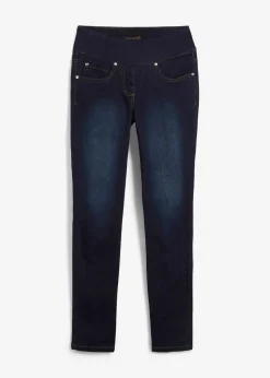 bonprix Jeans|Kurzgrößen^Straight-Jeans Mid Waist, Super Stretch mit Bequembund darkblue stone