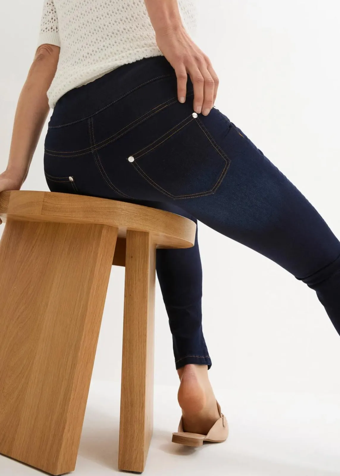 bonprix Jeans|Kurzgrößen^Straight-Jeans Mid Waist, Super Stretch mit Bequembund darkblue stone