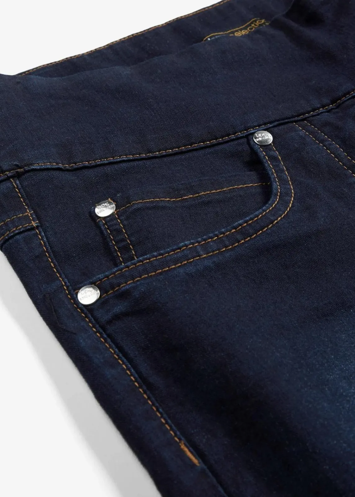 bonprix Jeans|Kurzgrößen^Straight-Jeans Mid Waist, Super Stretch mit Bequembund darkblue stone