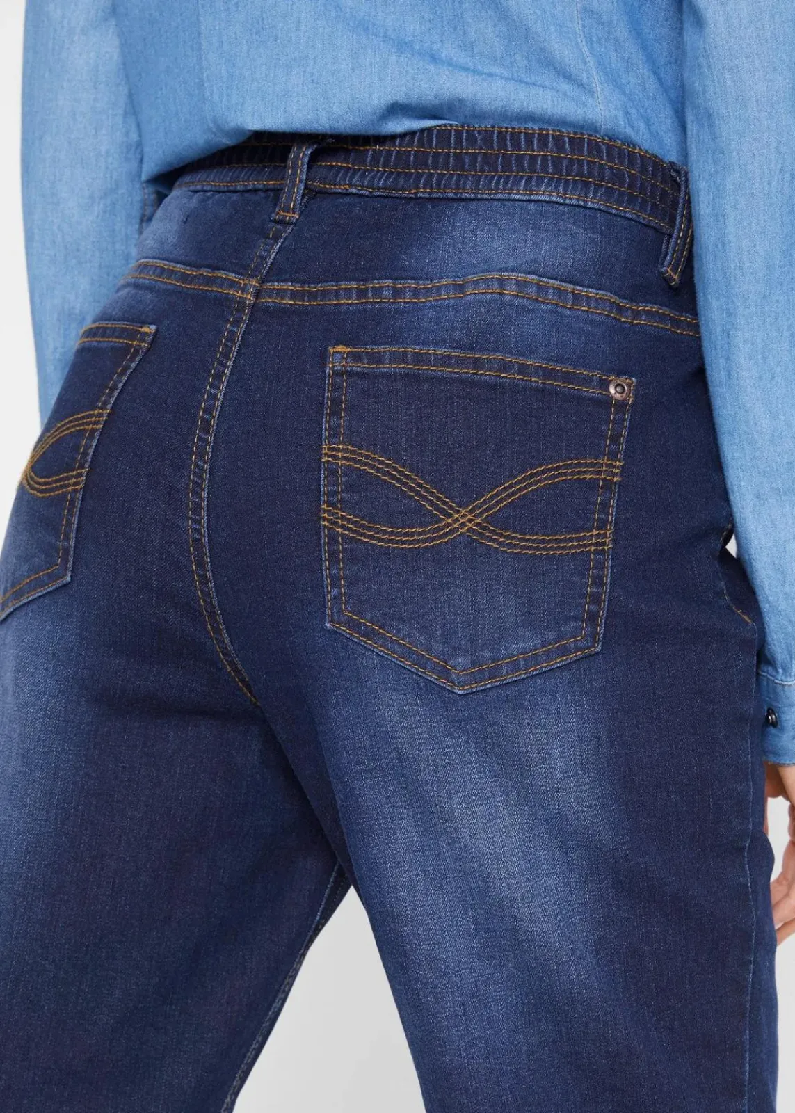 bonprix Kurzgrößen|Bekleidung·Shirts & Tops^Straight-Jeans Mid Waist, Thermo dunkelblau used