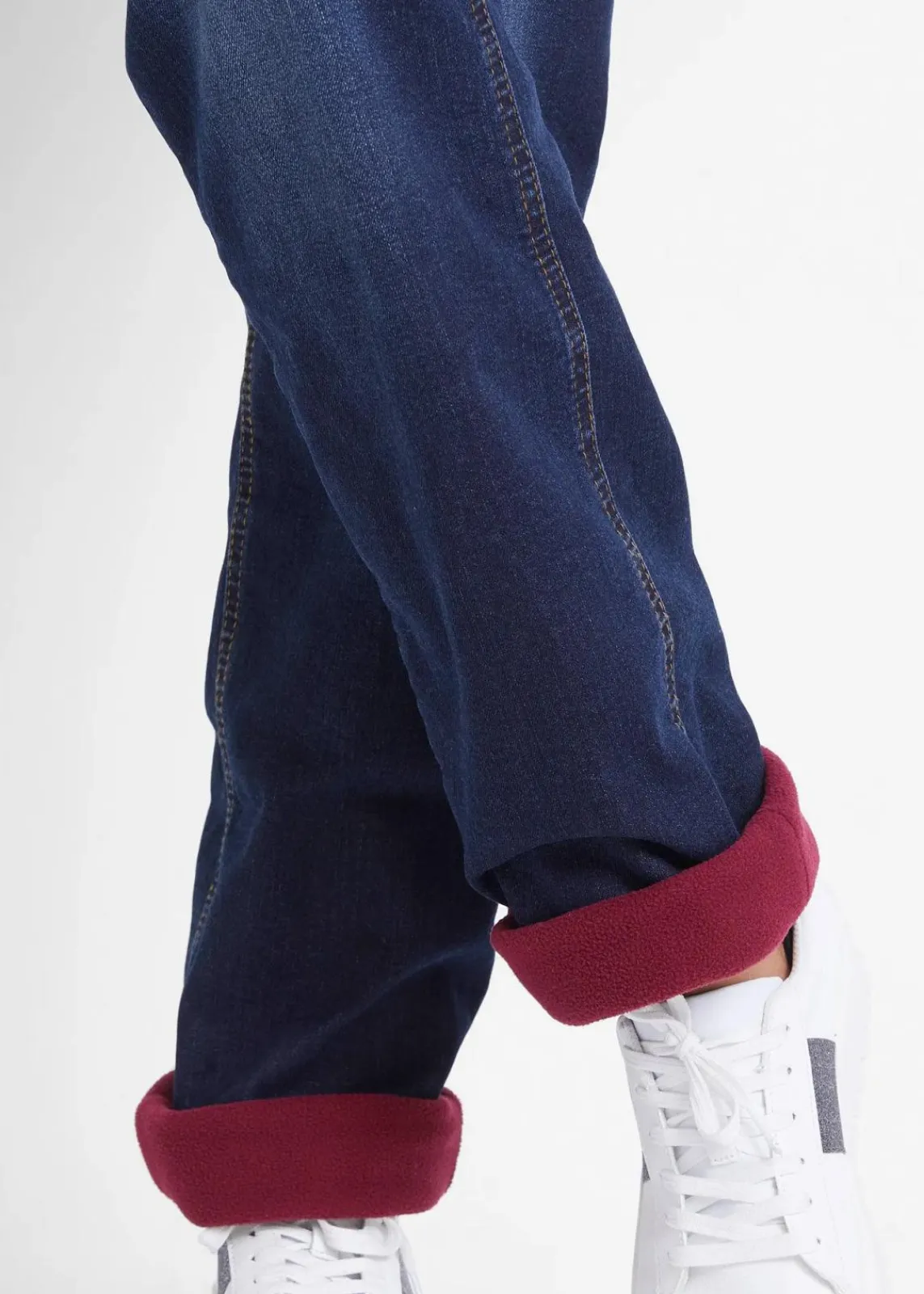 bonprix Kurzgrößen|Bekleidung·Shirts & Tops^Straight-Jeans Mid Waist, Thermo dunkelblau used