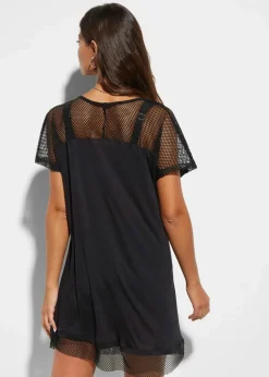 bonprix Strandmode|Bademode·Strandmode^Strand Longshirt aus fließender Viskose schwarz
