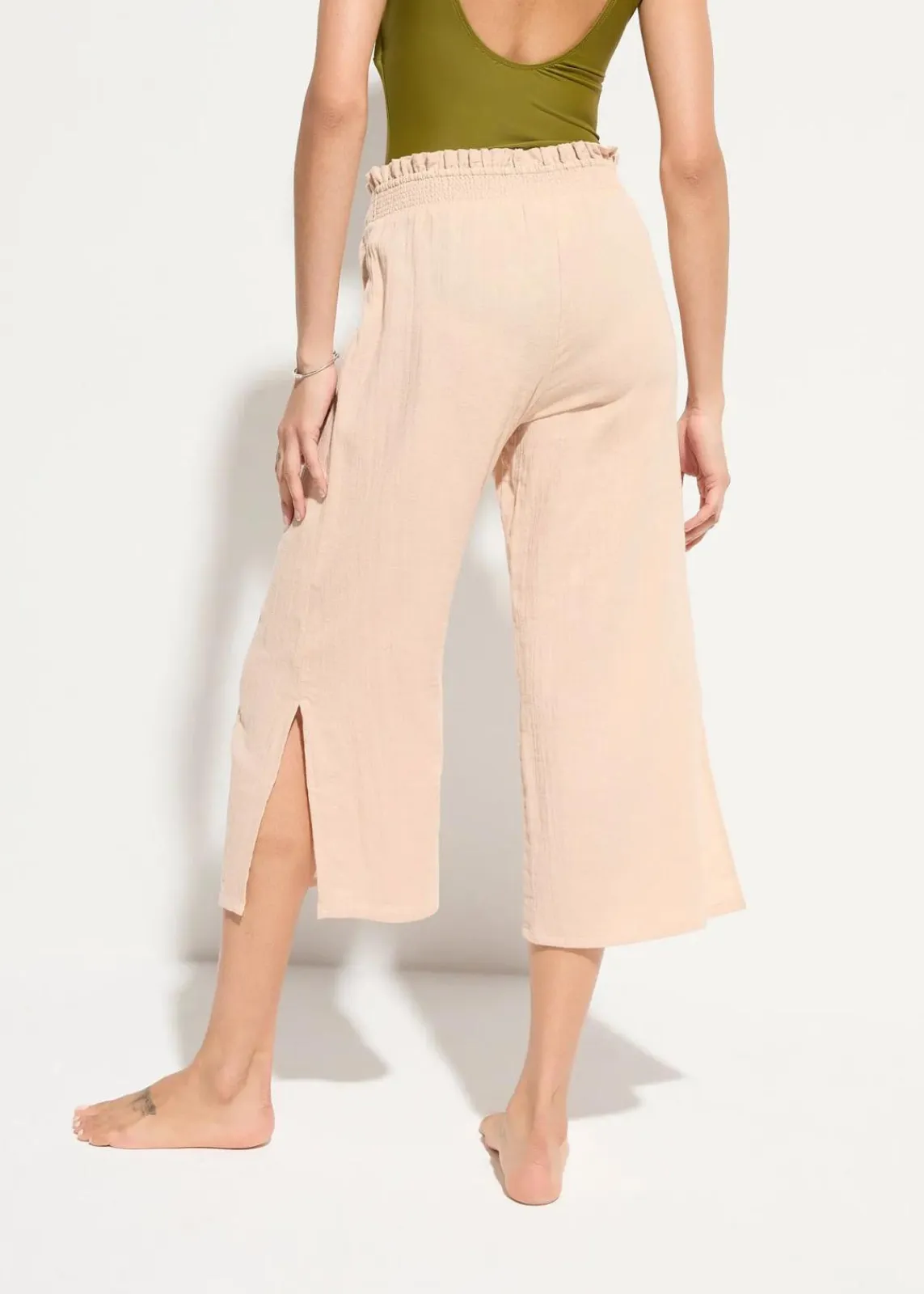 bonprix Strandmode|Bademode·Strandmode^Strand Musselin 3/4-Hose kreidebeige