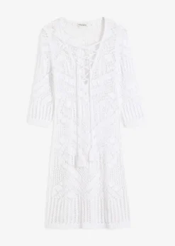 bonprix Strandmode|Kleider^Strand Strickkleid weiß